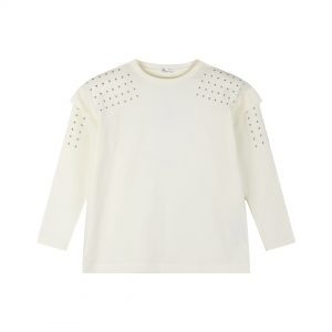 Boutique shirt with shoulder pads and rhinestones for girls