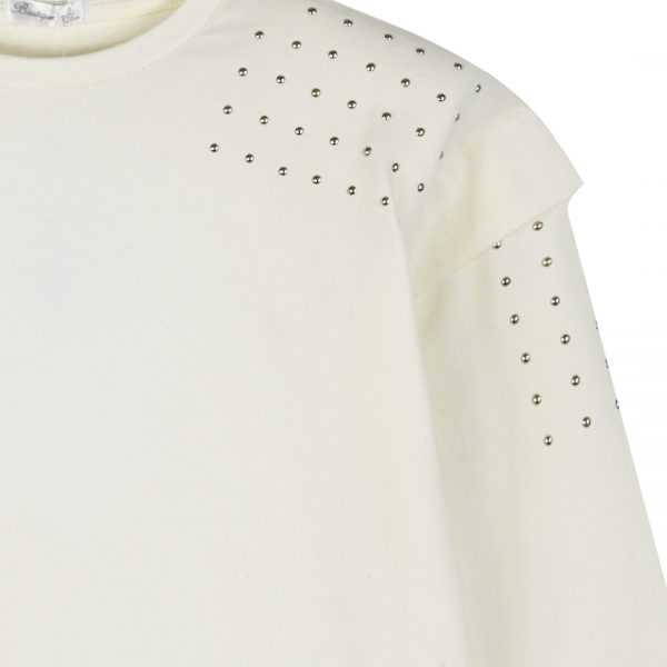 Boutique shirt with shoulder pads and rhinestones for girls