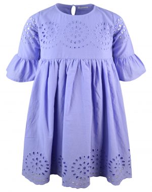 Girl΄s shortsleeve dress with embroidered details for special occassions